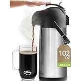 Cresimo Coffee Carafe with Pump - 102oz / 3L Airpot 12 Hours Large Hot Water Carafe, Cocoa Dispenser for Parties - Tea Flask, Insulated Stainless Steel Airpots for Hot Beverage Dispenser -Coffee Pump