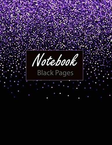 Notebook ( Black Pages ): 100 Pages 8.5" x 11" Lined Blank Black Paper Notebook, is Perfekt for White ink and Gel pens. Sky Cover Blue Frame Creativity Hand Lettering Journal