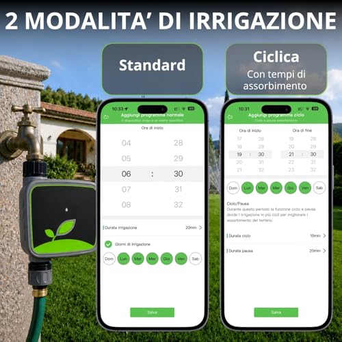 domyno WiFi Smart Garden Watering Timer with RF Hub Included, Tuya Smart Life App Water Programmer, Rain Delay, Manual Mode, Timer for Lawn Garden Pots