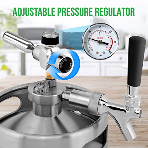 NutriChef-PKBRTP299-Pressurized-Mini-Keg-System-128oz-Double-Walled-Stainless-Steel-Growler-Tap-Portable-Dispenser-Kegerator-Kit-Co2-Regulator-for-Craft-Beer-DraftHomebrew