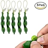 Fidget Toys, SnowCinda 5 PCS Squeeze-a-Bean Soybean Stress Relieving Keychain Mobile Chain Fidget, Green (Green - 5 Pcs)