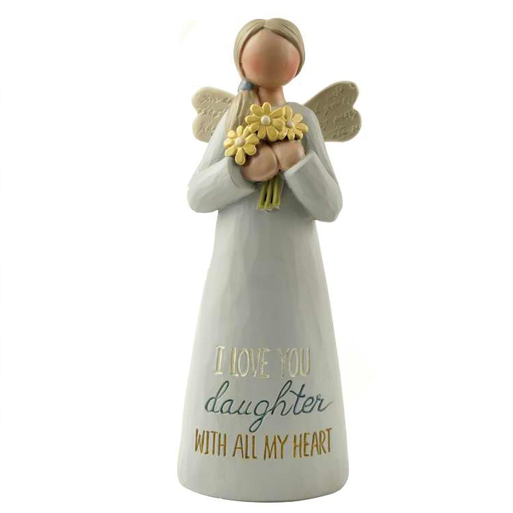 Feather & Grace Angel Hand Painted Decorative Figurine Resin with Love You Daughter Message | Pefect Decortation for Living Room, Bookshelf, Desk | Gift for friend & family - Multicolor