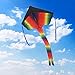 Rainbow Delta Kite, Easy Flyer, Long Tail Huge Flyer, for Kids and Adults, One of the Best Outdoor Activities for Kids, with Line and Handle