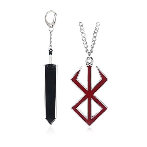 SONGCHANGJEWELRY Anime Berserk Necklace Keychain Berserker Brand Of  Sacrifice Logo Blood Red Pendant Neckl