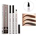 Eyebrow Tattoo Pen, Waterproof brow Ink Gel Tint Four Tips, Long Lasting Hair-Like eybrow best eyebrow filler Microblading 3D Fork Tip - Pack of 1, Dark Grey