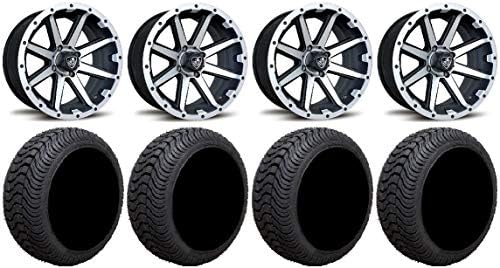 Bundle - 9 Items: Fairway Alloys Rebel Mch Golf Wheels 14" 205x30-14 Cruze Tires [for E-Z-GO & Club CarGolf Carts]