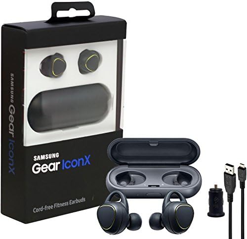 Samsung Gear IconX 2016 Cordfree Fitness Earbuds with Activity Tracker Built-in-MP3-4GB with Extra Eag Gel,Headset Charger &amp; Car Charger (US Model -Certified Refurbished Kit)