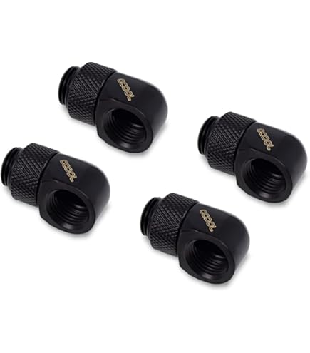 Alphacool Eiszapfen 13 Mm HardTube Compression Fitting 90° Rotatable G1/4 - Raccord à Angle De Compression De Systeme De Refroidissement Liquide Noir Profond