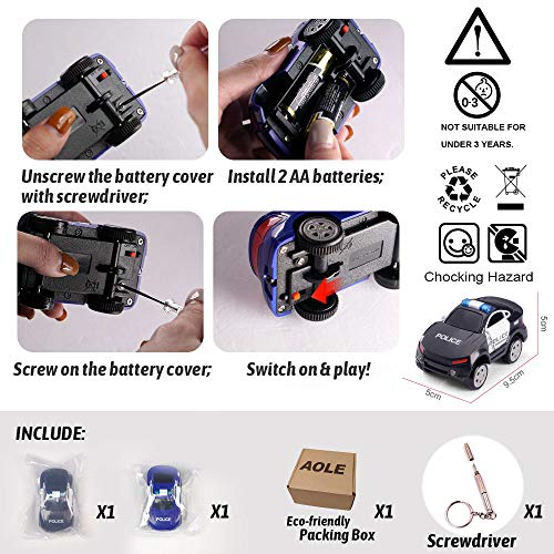 image for Aole Car Toys, 2 Pcs Electronic Police Car Toy Compatible with Race Ca