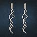 Exquisite Wire Threader Dangle Earrings Curve Twist Shape 18k White Gold Plated Jewelry for Women’s Gift