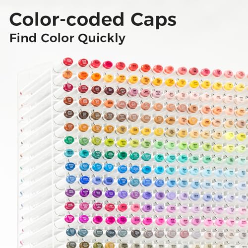Ohuhu Marcadores Alcohol 320 Colores - Punta Doble Cincel y Fina para Artistas Adultos Colorear Dibujar Ilustración - Tinta Alcohol Recargable