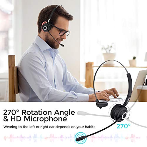 Trucker Bluetooth Headset for Cell Phones and Zoom, Aresun 24 Hrs Talk Time Wireless Blueooth Headset with Microphone for Laptop,，CVC 8.0 Noise Cancelling Microphones for iPhone,PC,Call Center,