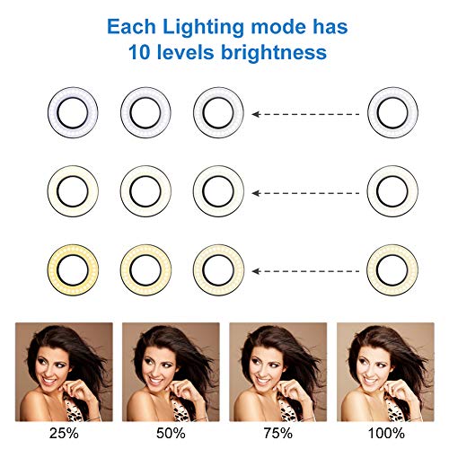 WEIHAO Selfie Ring Light with Cell Phone Holder Stand for Live Stream and Makeup Including Selfie Remote Shutter, Lazy Bracket with Flexible Arms for iPhone Android Smartphone - Thumbnail 2