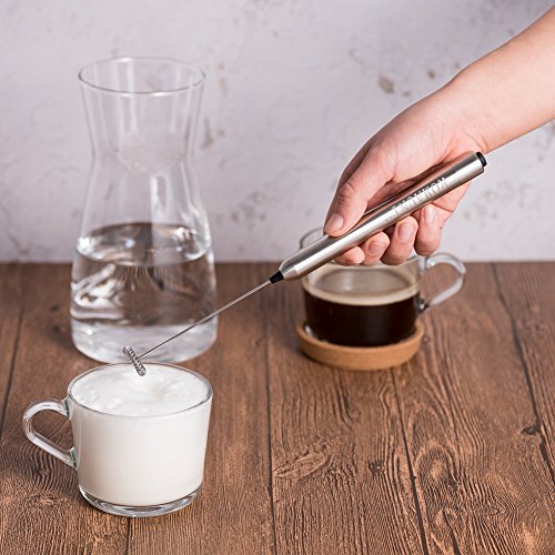 Handheld Milk Frother, ROMAUNT Battery Operated Electric HandHeld Portable Mini Mixer Machine Foam Coffee Maker for Latte Cappuccino Milk Foamer 304 Stainless Steel Whisk - Thumbnail 3