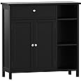 Irontar Bathroom Cabinet with Doors, Bathroom Floor Cabinet with Drawer & Adjustable Shelf, Kitchen Cupboard Storage for Living Room, Entryway, Black