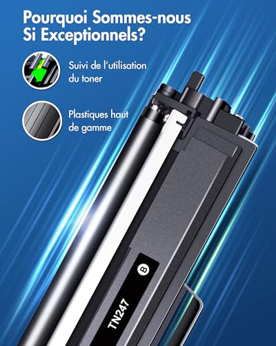 VIPGOOD TN247 TN-243CMYK Compatible Toner Cartridges for Brother TN247 TN243 for DCP-L3550CDW MFC-L3750CDW MFC-L3770CDW MFC-L3730CDN HL-L3270CDW HL-L3230CDW (Black Cyan Yellow Magenta, Pack of 5)
