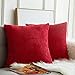 MIULEE Pack of 2 Corduroy Soft Soild Decorative Square Throw Pillow Covers Set Cushion Cases Pillowcases for Sofa Bedroom Car 18 x 18 Inch 45 x 45 Cm Red