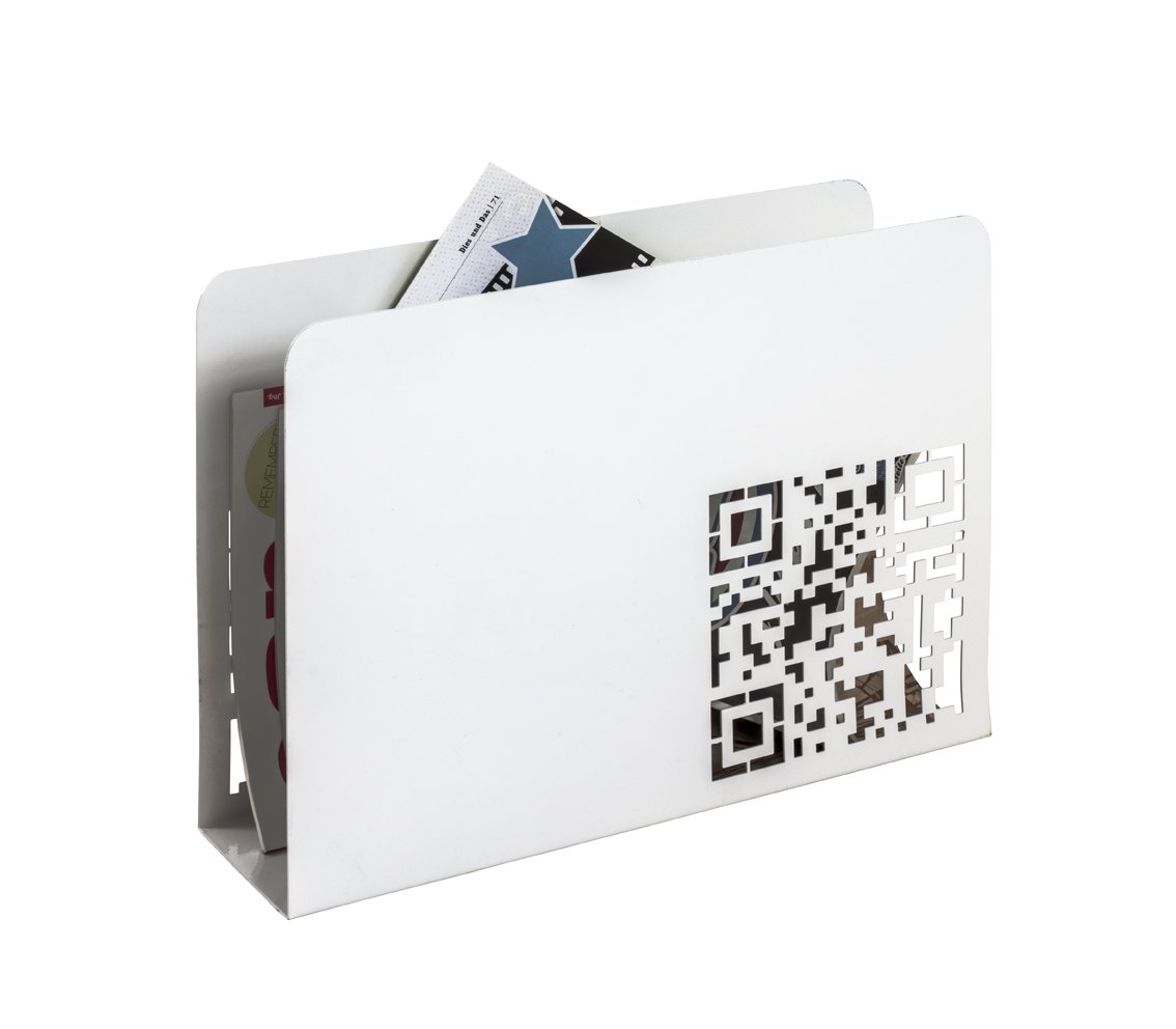 HAKU Magazine Rack White, Metal - Dim.: W 35 cm X H 26 cm X D 10 cm, Style: Modern