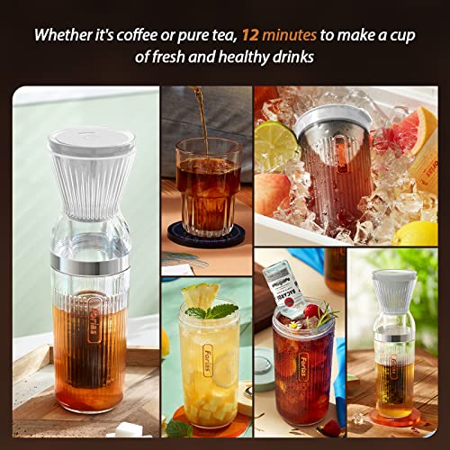 Forias Electric Cold Brew Coffee Maker 2in1 Iced Coffee&Tea Maker Cordless Personal Coffee Maker