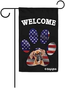 BAGEYOU Bless to United State with My Love Dog Boxer Welcome Decorative Garden Flag Cute Puppy Paw American Flag Patriotic Home Decor Banner for Outside 12.5X18 Inch Printed Double Sided