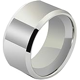 Fashion Month Mens Womens 12mm Tungsten Carbide Wedding Silver Ring Engagement White Band Beveled Edges High Polished