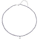 Rioleaf Purple Zircon Beaded Necklace for Women Dainty Crystal Choker with Clear Pendant Chain Jewelry Lightweight Elegant Necklace for Daily Wear Gift for Her