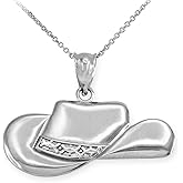 Claddagh Gold Good Luck Charms Polished 925 Sterling Silver Cowboy Hat Pendant Necklace, 16"