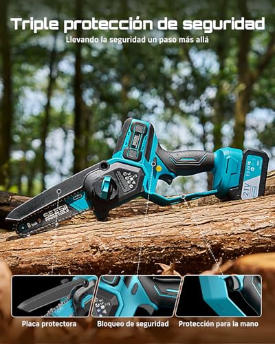 SEESII 6 & 8 Inch Chainsaw Battery, 1000W Brushless, Mini Chainsaw with 2*4000mAh Battery, Electric Saw for Pruning with Automatic Lubrication, Chainsaws Small Trees and Cutting Wood
