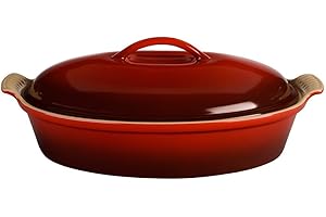 Le Creuset Stoneware Heritage Covered Oval Casserole, 4 qt. (14"), Cerise