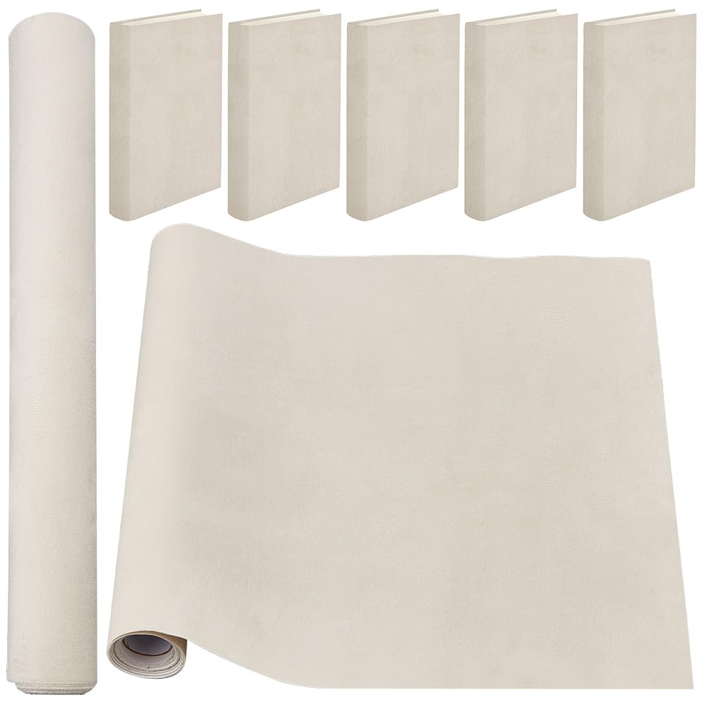 CRASPIRE 51 x 11.8inch Velvet Book Cloth for Book Binding Fabric Surface Paper Backed Bookcover Notebook Wraps Cream White Book Covering Protector Bookbinding Supplies for Books Album DIY Scrapbooking
