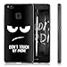 kwmobile Case Compatible with Huawei P9 Lite - Clear TPU Cover with Design - Don't Touch My Phone White/Black