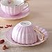 Jusalpha Porcelain Tea Cup and Saucer Coffee Cup Set with Saucer and Spoon Set of 6 (FD-TCS04 (6) Pink)