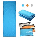 CAMTOA Travel Camping Sheet, Envelope Antimicrobial Soft Sleeping bag Liner - Compact Sleep Sheet with Lightweight Carry Bag for Travel,Youth Hostels, Picnic, Planes, Trains etc. Sky Blue