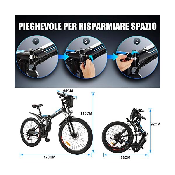 €799.99 BIKFUN 20”/26” Bicicletta Elettrica Pieghevole, 250W Bici  Elettriche al Lavoro, Batteria 36V 8Ah, Cambio Shimano 21 velocità / 7  velocità, E-Bike para Adultos - bikewebshop.it