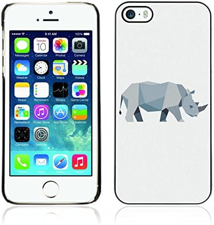 CASETOPIA / Polygon Rhino / Apple Iphone 5 / 5S / Black Hard Back Case Cover Shell Armor Protection