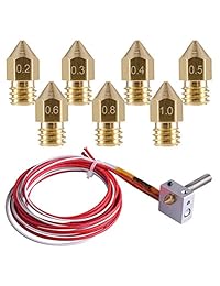 Impresora 3d eaone 18 Pcs Boquillas M6 Extrusora Boquilla de latón cabezal de impresión (20.2 mm + 20.3 mm + 60.4 mm + 20.5 mm + 20.6 Mm + + 20.8 mm 21.0 mm) para MK8 Makerbot
