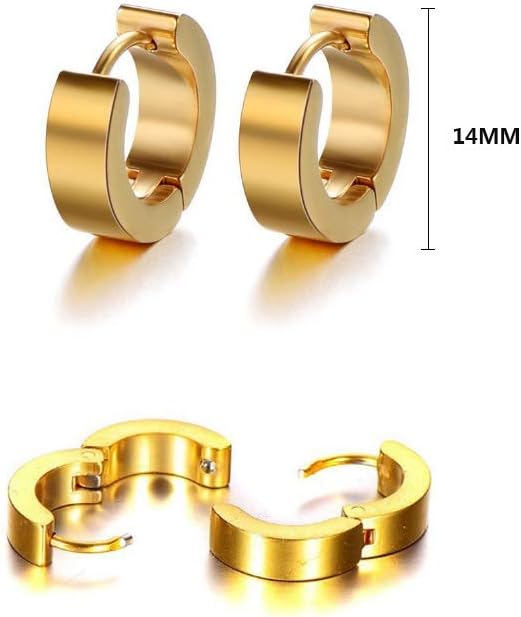 6 works Stainless Steel Gold Hoop Earrings and Studs for Men and Women - Cross, Diamond, Small Huggie Piercing Plug Earrings - Image 3