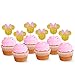 Pack of 24 Pink And Gold Glitter Minnie Inspired Cupcake Toppers Girls Birthday Party Decorations