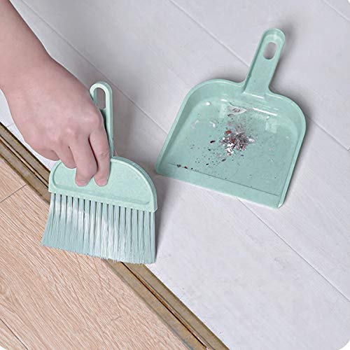 Toyvian Whisk Brush Durable Lightweight Smooth Mini Broom and Dustpan Set for Home Desktop Pets Nest Cage Cleaning Brush for Indoor and Outdoor Use (Blue)