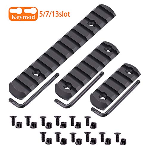 Fyland Keymod Picatinny Rail Sections, Aluminum Rail Mount Accessory Set for Keymod System with Allen Wrench, Keymod Replacement Screws and Nuts