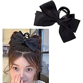 Black Hair Bows Claw Clips for Women Girls Bowknot Hair Claw Jaw Clips Barrettes for Thick Thin Hair Nonslip Bow-knot Claws Clamps Large Satin Hair Bow Clip Strong Hold Hair Claws