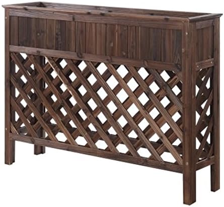 Rectangular Weathered Cedar Chinese Fir Wood Large Raised Pot Planter