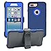 iPhone 7 Plus / 8 Plus Cover | 2-in-1 Screen Protector & Holster Case | Full Body, Military Grade Edge-to-Edge Protection with carrying belt clip, Navy Blue / Blue