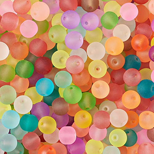 Craftdady 500Pcs 8mm Transparent Frosted Glass Beads Tiny Crystal Glass Round Loose Spacer Beads Random Mixed Colors for Jewelry Making Hole: 1mm - Thumbnail 2