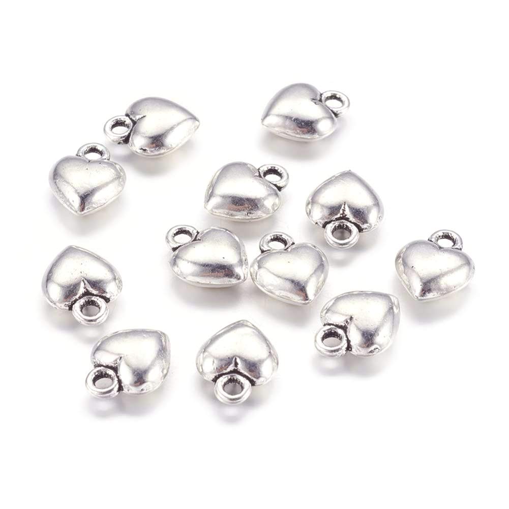 Craftdady 20Pcs Antique Silver Tiny Heart Blank Pendants 11.5x9mm Tibetan Metal Dangle Love Heart Charms for Jewelry Making Hole: 1.5mm