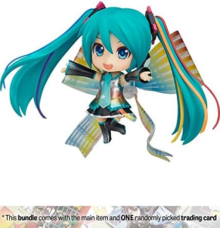 Hatsune Miku [10th Anniversary Ver.]: ~3.9" Vocaloids x Nendoroid Mini Action Figure + 1 Official Vocaloids Trading Card Bundle
