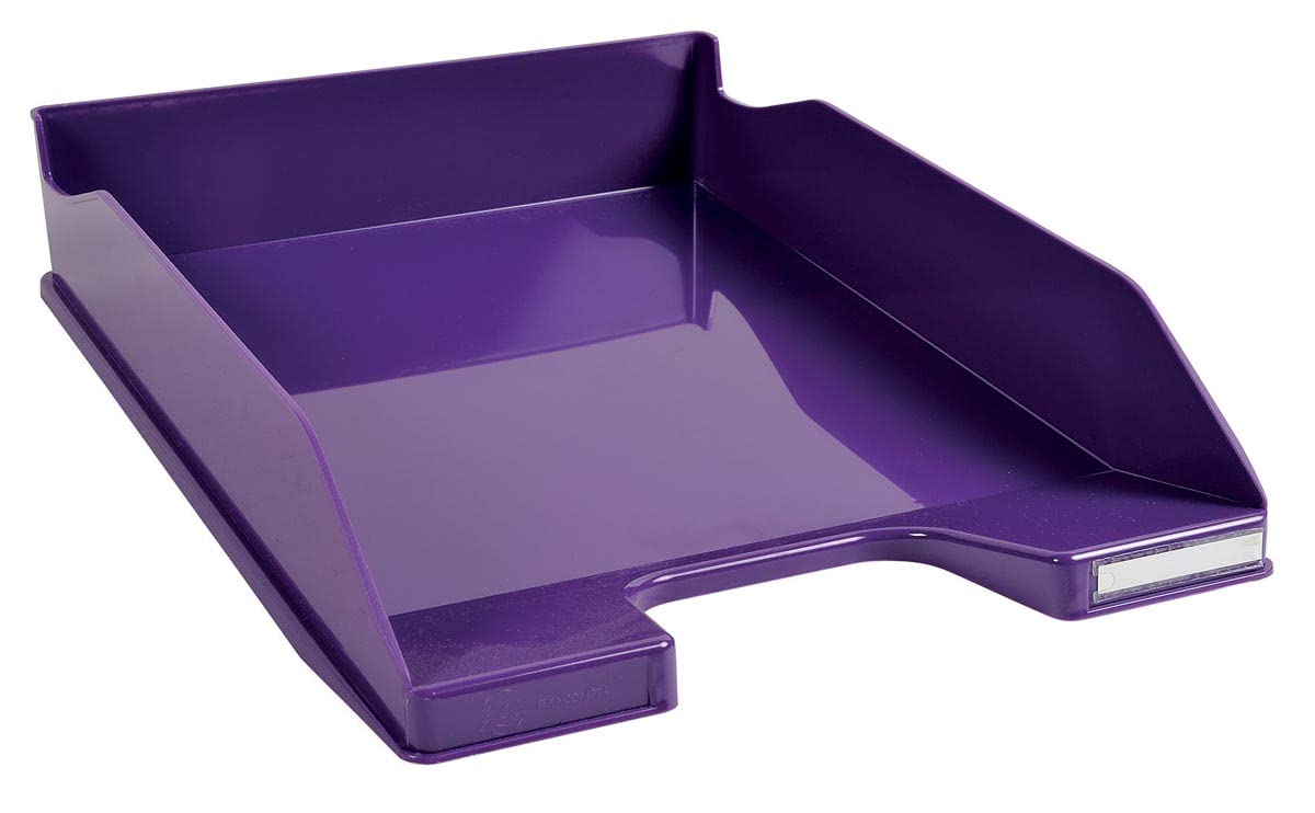 Exacompta - Ref 113220D - Iderama Collection - Letter Tray Combo Midi - 347 x 255 x 65mm in Size, Suitable for A4 Documents, Stackable, Holds Approx. 500 Sheets - Purple Glossy