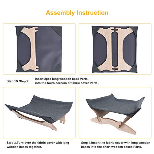 Elevated Cat Beds Cat Hammock Pet Cots Small Dog Beds Wooden Detachable