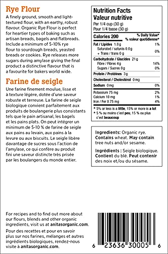 ANITAS ORGANIC ORGANIC STONE GROUND RYE FLOUR, 35.27 OZ