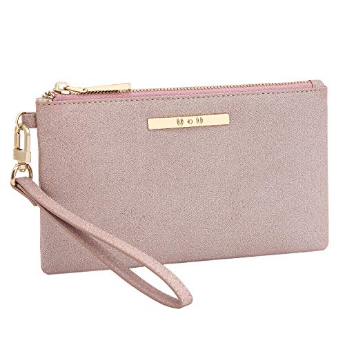 Womens Large Wristlet with Removable Strap, U+U Ladies Soft PU Leather Wallet with 6 Card Slots, Pink - Thumbnail 7